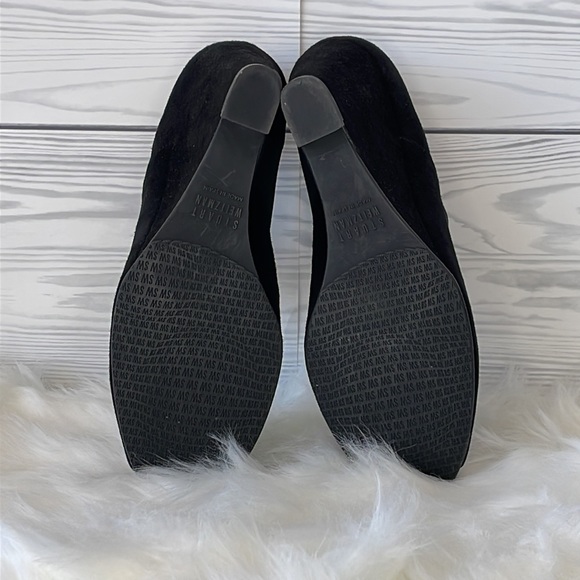 Stuart Weitzman Suede Peep-Toe Wedges - Picture 13 of 14